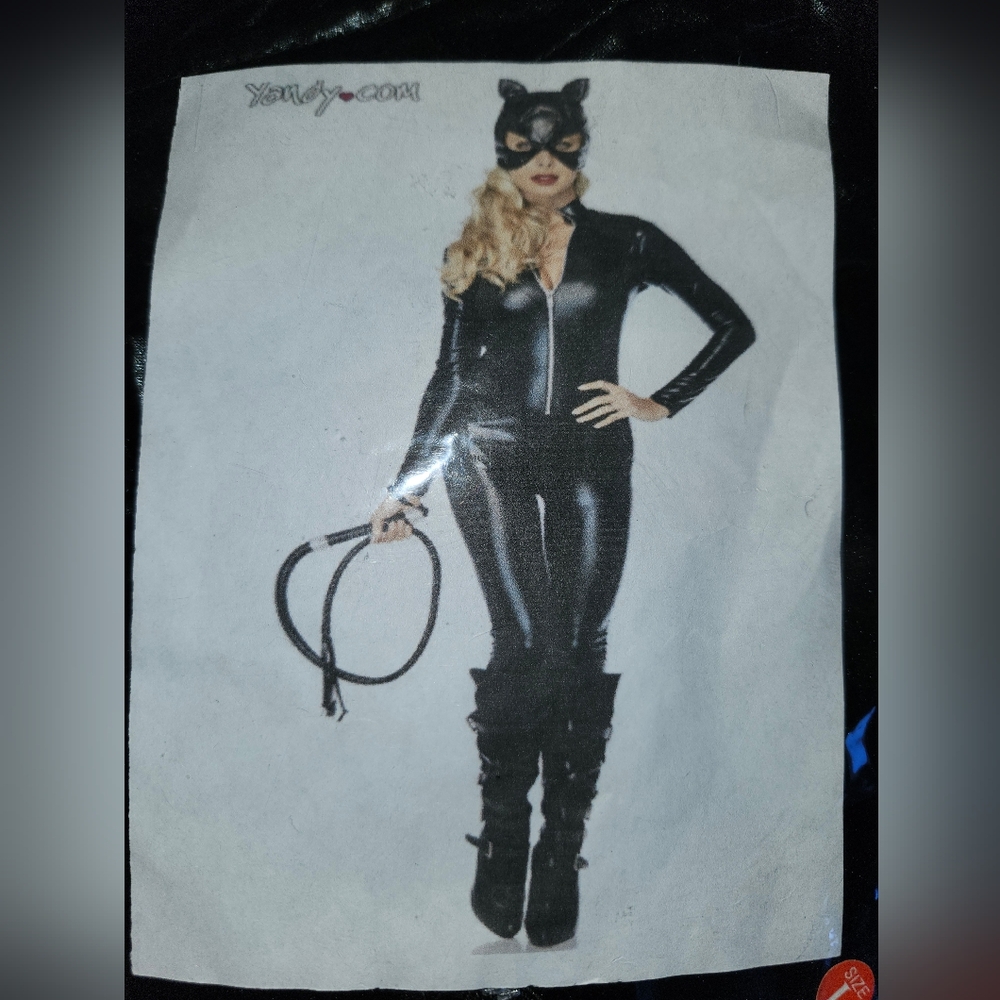 Halloween Dominatrix Catsuit two piece Costume black size large NWT
